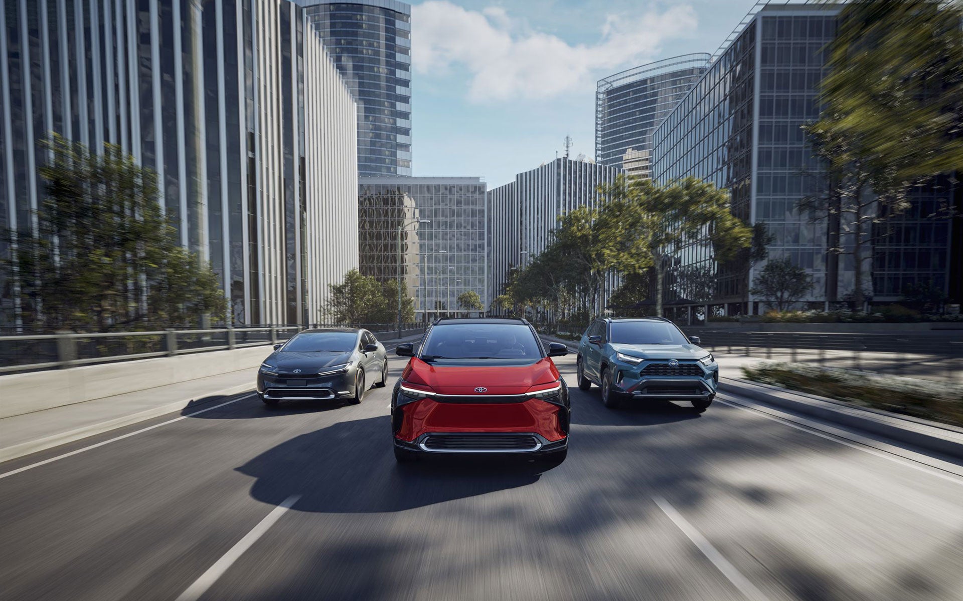 Toyota EVs driving down the road - Matick Toyota in Macomb Township MI