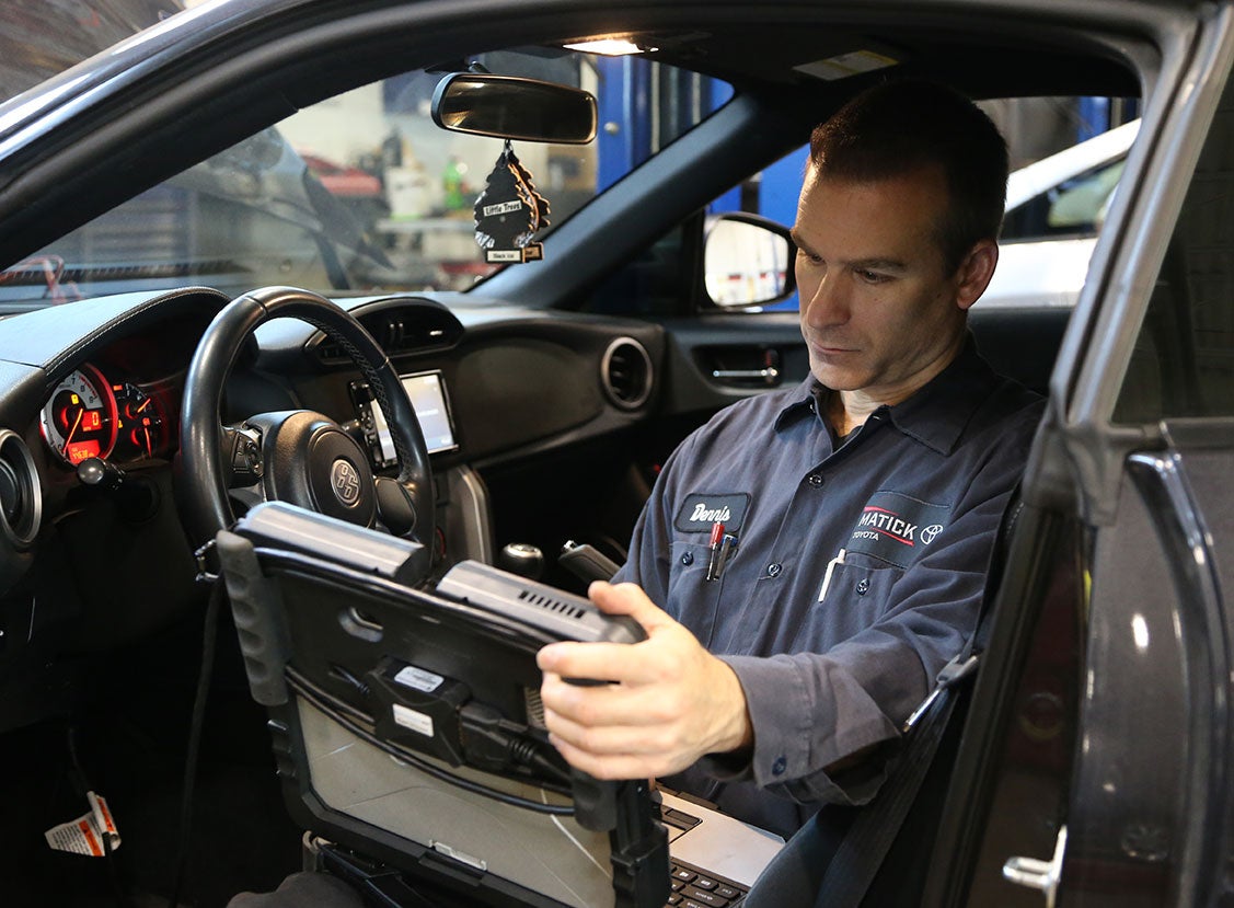 Matick Toyota certified service technician at work