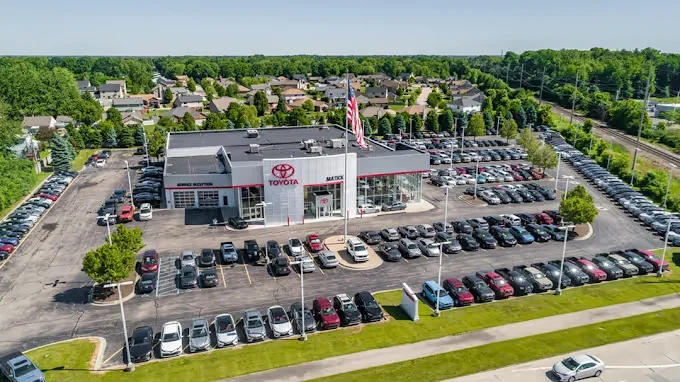 Overhead view of Matick Toyota dealership in Macomb Township